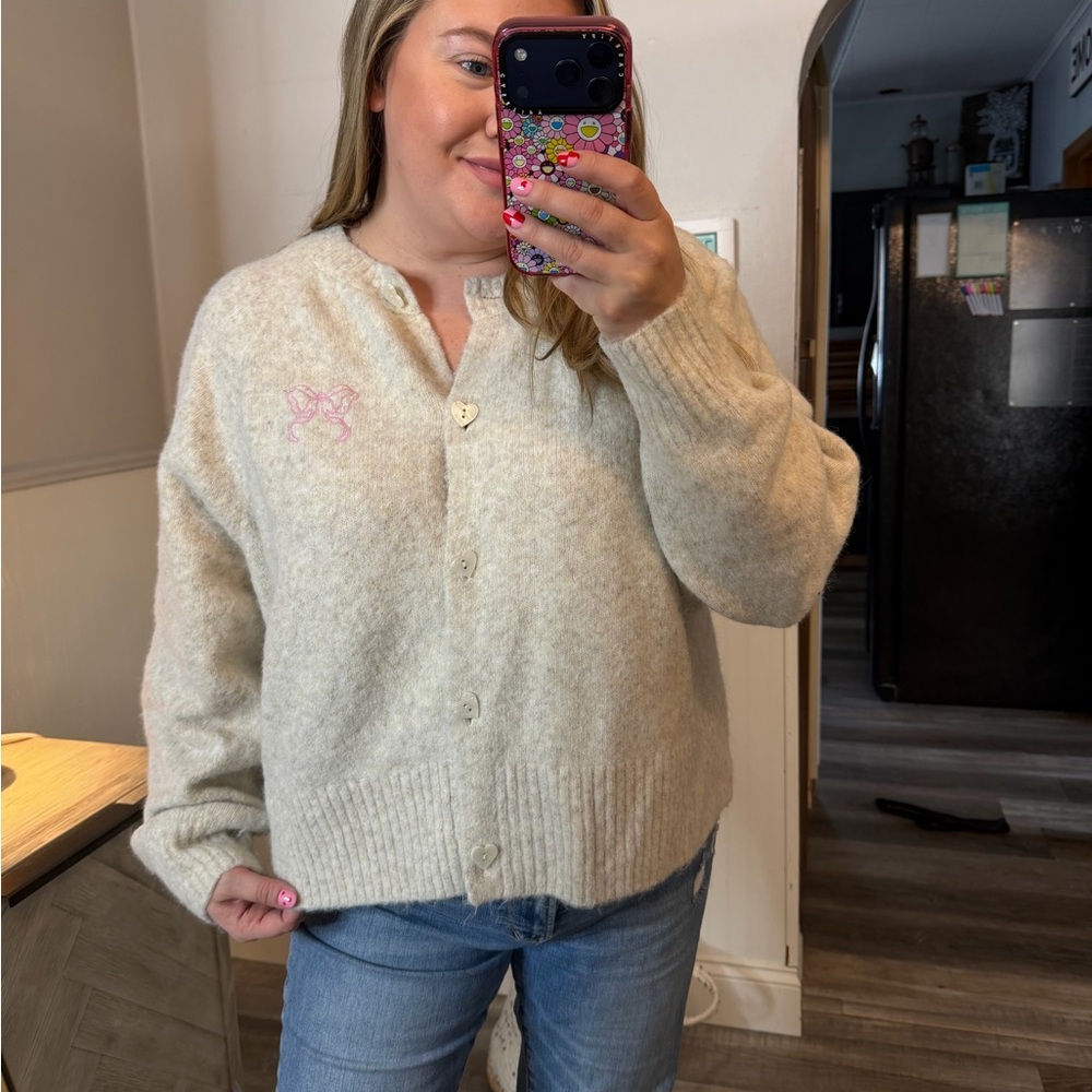 PINK x LoveShackFancy Bow Cardigan Size Large